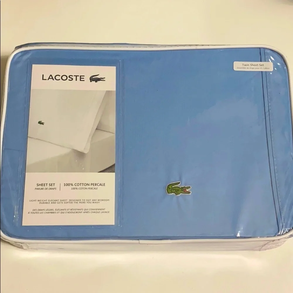 NWT Lacoste blue twin sheet set